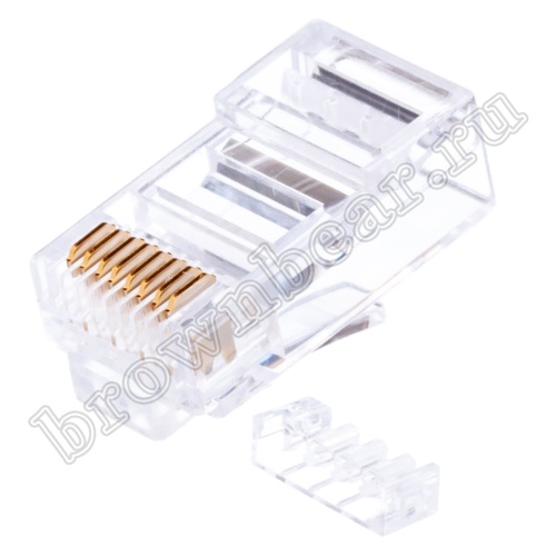 Разъём RJ-45 (8P8C) со вставкой, вилка под витую пару 6 категории  TP6-8P8C-S2