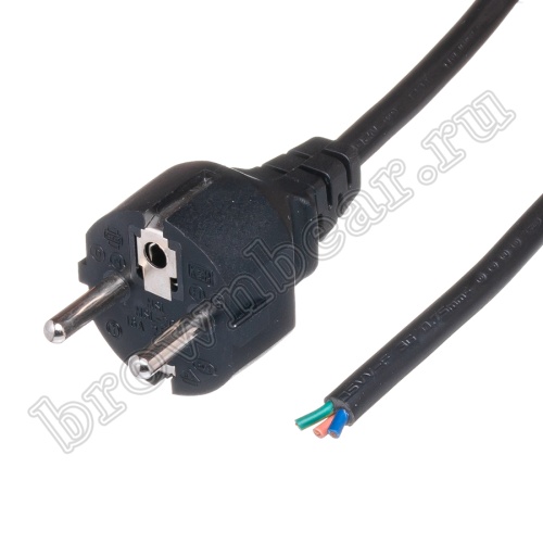 Кабель (шнур) питания 220В IEC320, CEE7/7, с вилкой на одном конце, черный, 10A (3x0.75мм²), 1.8 метра фото 2