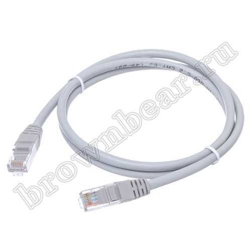 Патч-корд UTP RJ-45, категория 5e, литой, 1 метр, серый 