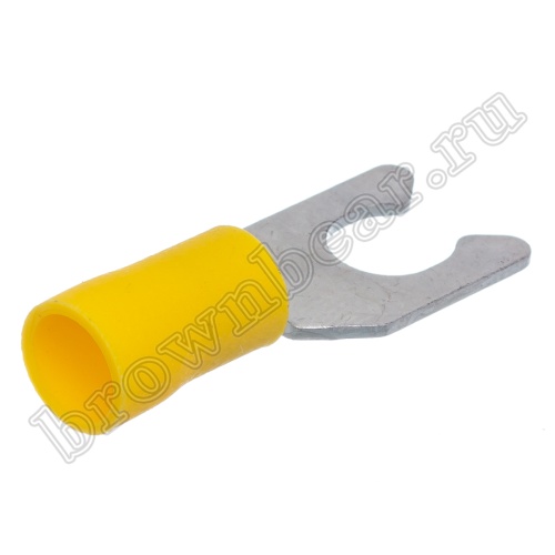 Клемма вилочная обжимная тип "U" 6.4 мм на провод 4.0 - 6.0 мм² с защелкой, изолированная, кратно 100шт. TYLI-5.5-6 фото 3