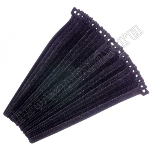 Стяжка (хомут) на липучке 310х16 мм, многоразовая, черная, упаковка 20 шт. MGT-310BK фото 5