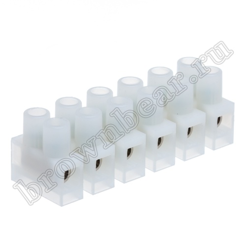Клеммник ЗВИ зажим винтовой изолированный, 6 пар, 0.75 - 2.5 мм² TLB-100W-6P