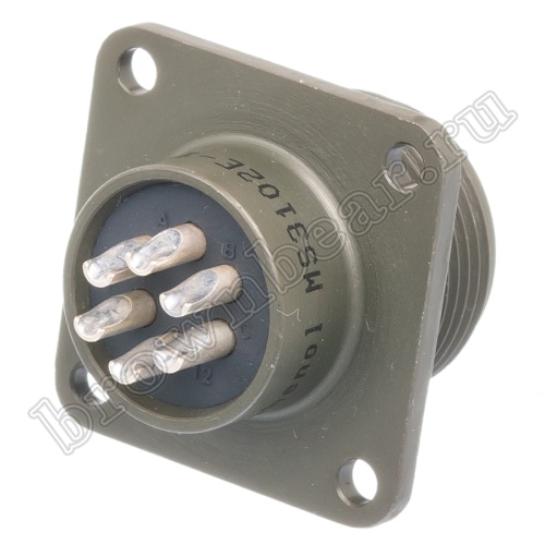 Разъём Amphenol серии MS, 6 контактов, розетка на блок, тип 14S. резьбовой MS3102E-14S-6S фото 4