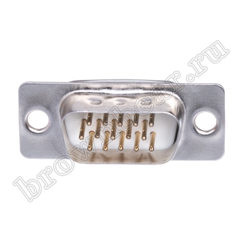 Разъем D-SUB  15 контактов высокой плотности, вилка на кабель, пайка, тип 2 DHS-15M фото 2