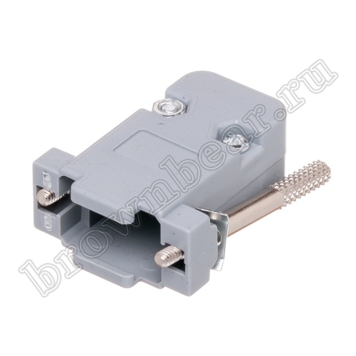 Корпус разъема D-SUB  9 контактов с удлиненными винтами, серый, тип 2 DPT-9C-G