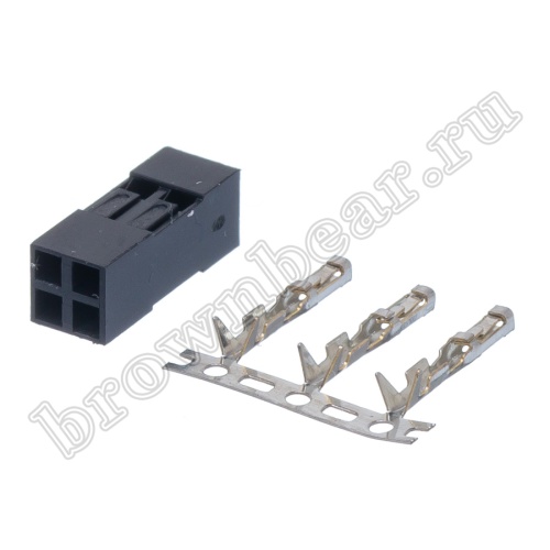 Разъем 2х2 гнездо на кабель, шаг 2.54мм, с контактами фото 4