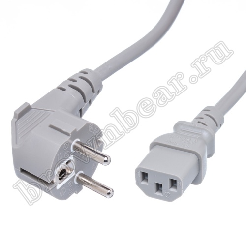 Кабель (шнур) питания 220В IEC320, CEE7/7 - C13, прямой, серый, 10А (3x0.75мм²), 1.8 метра фото 4