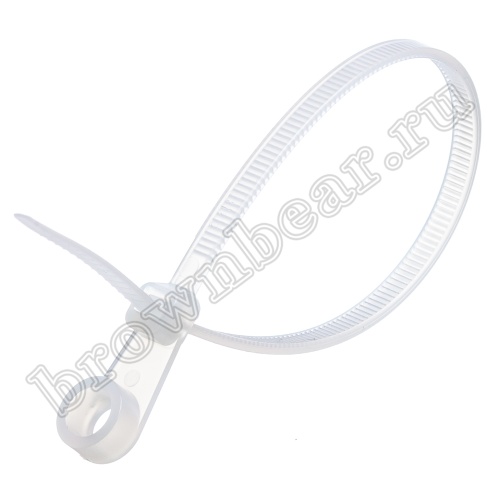 Стяжка (хомут) нейлоновая 155 x 3.7 мм с крепежным отверстием, белая, упаковка 100 шт. TCV-155