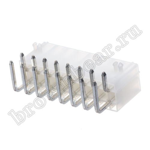 Разъем питания Mini-Fit 16 контактов, вилка на плату, прямой угол, с фиксатором, шаг 4,2мм MF-16MRA фото 5