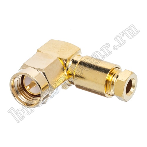 Разъем SMA штекер на кабель RG-174, угловой, пайка SMA-LS174P