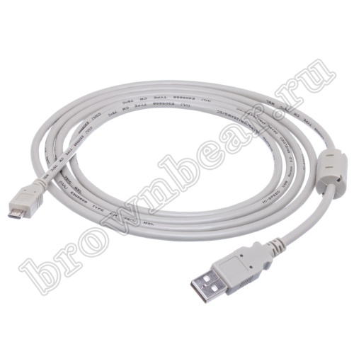 Кабель интерфейсный USB, type А - type micro USB, вилка - вилка, с ферритовым кольцом, 1.8 метра