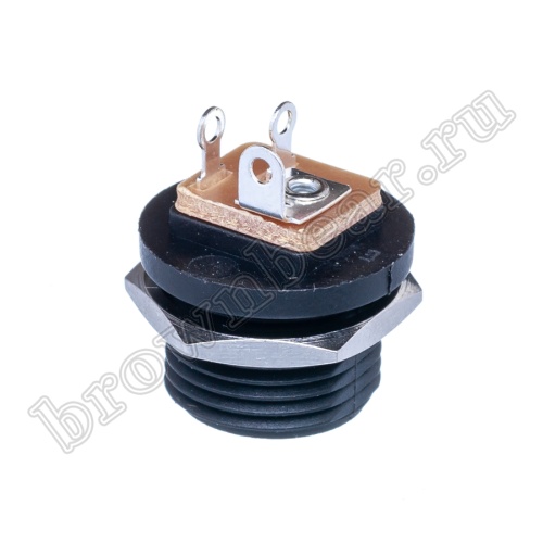 Разъем питания штырьковый DC гнездо 2.5 х 5.5 мм, на приборный блок под гайку DJK-03B фото 4