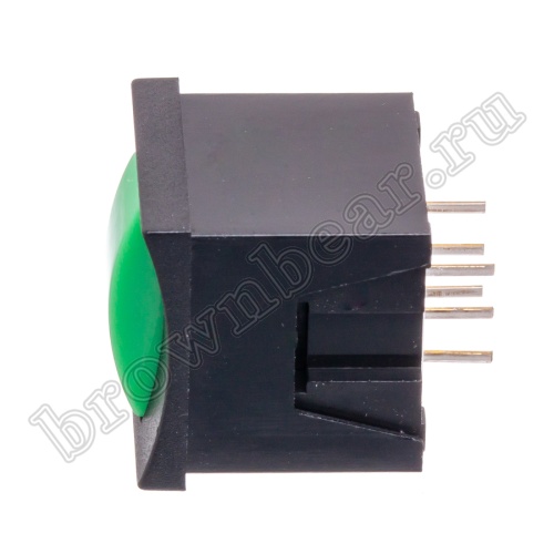 Кнопка мини без фиксации, зеленая в черном корпусе PSM2-0-E-B   фото 3