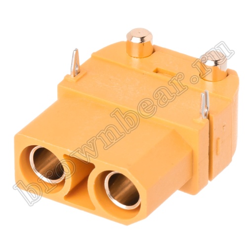 Разъем питания XT90 для АКБ, 2 контакта, розетка на плату угловая XT90PW30-F.G.Y