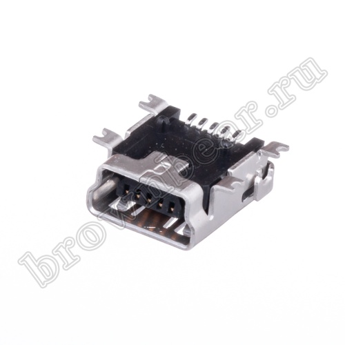 Разъем mini USB, гнездо на плату поверхностный монтаж, 5 контактов USB/M-1J