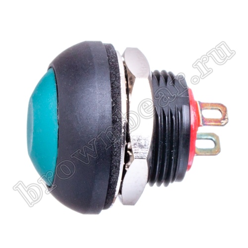 Кнопка влагозащищенная IP67 без фиксации, 12мм круглая на блок, НР, зелёная PSW-7-E фото 2