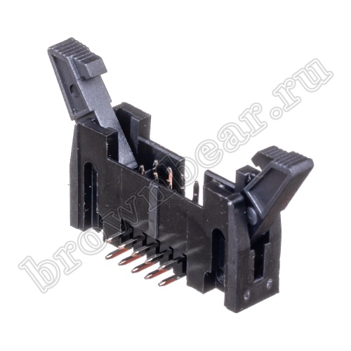 Разъем IDC 2х5 вилка на плату, шаг 2.54мм, с защелками, прямой угол SCM-10R фото 6