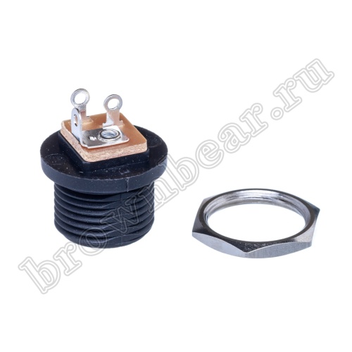 Разъем питания штырьковый DC гнездо 2.5 х 5.5 мм, на приборный блок под гайку DJK-03B фото 2