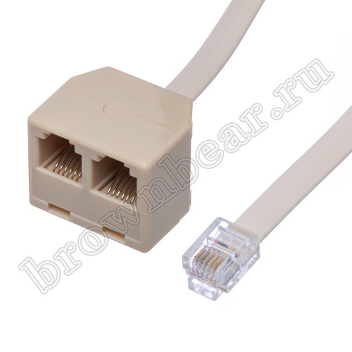 Удлинитель телефонный, 1 вилка-2 гнезда RJ-12, 2,1м  фото 2