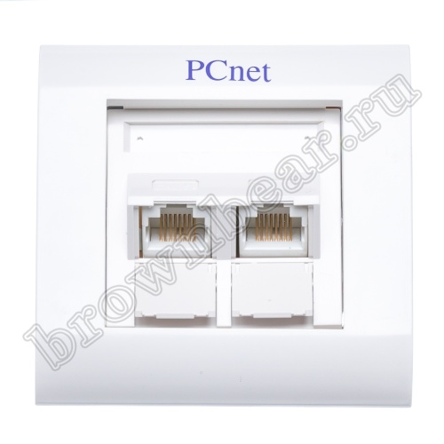 Розетка компьютерная встраиваемая двойная RJ-45, 8P8C,, категория 5е, универсальная, PCnet  фото 2