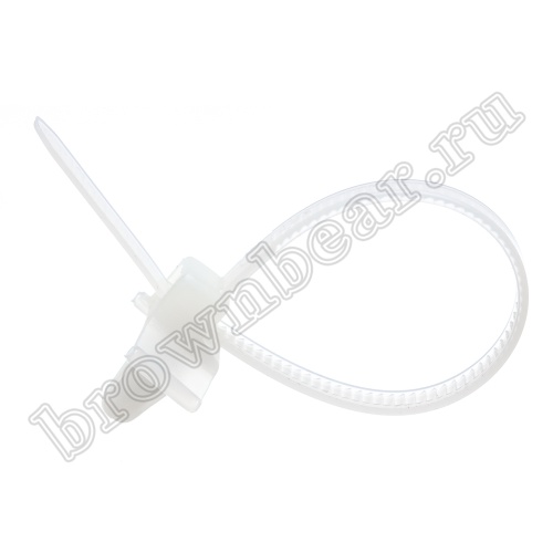 Стяжка (хомут) нейлоновая 130 x 4.8 мм с крепежным пистоном, белая, упаковка 100 шт. PWV-130 фото 2