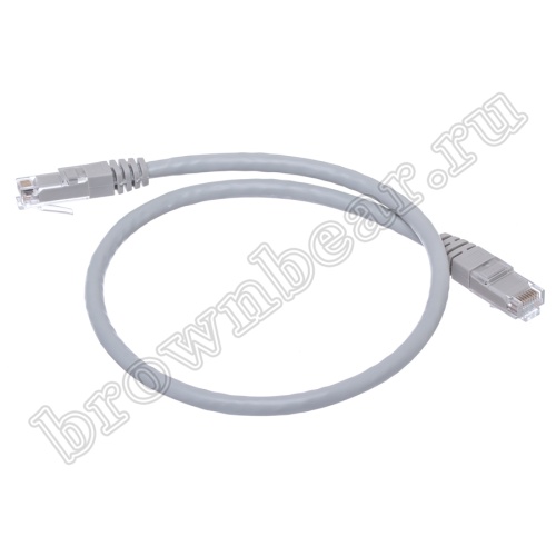 Патч-корд UTP RJ-45, категория 6, литой, 0.5 метра, серый 