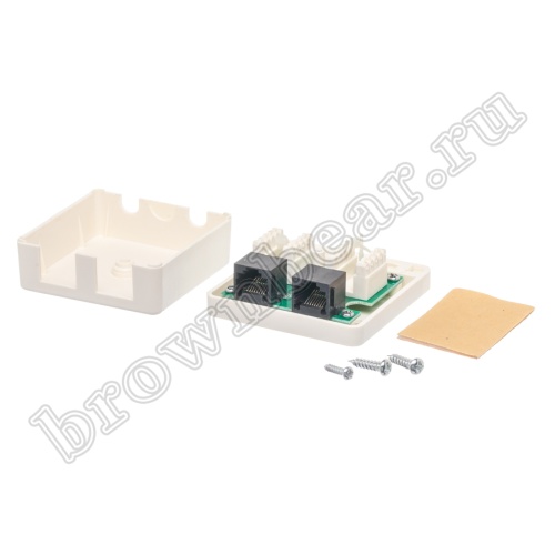 Розетка компьютерная накладная двойная RJ-45 категория 5е,  тип 110,  белая  фото 5