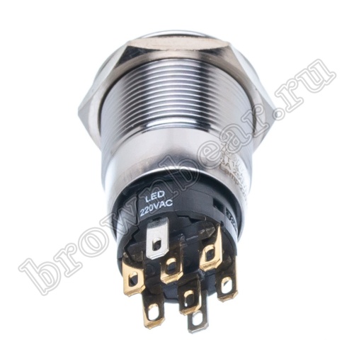 Кнопка управления герметичная, с подсветкой, с фиксацией, d 22 мм, 2НР+2НЗ, зеленая TT19AL2G2 фото 3