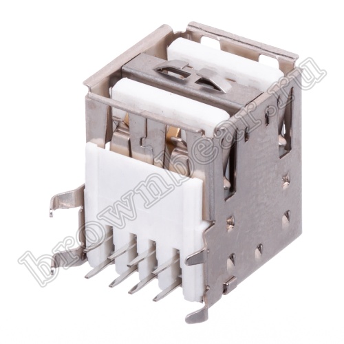 Разъем USB, тип А, гнездо на плату, двойной, тип 1 USBA-2J фото 2