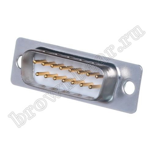 Разъем D-SUB  15 контактов, вилка на кабель, пайка, тип 2 DB-15M