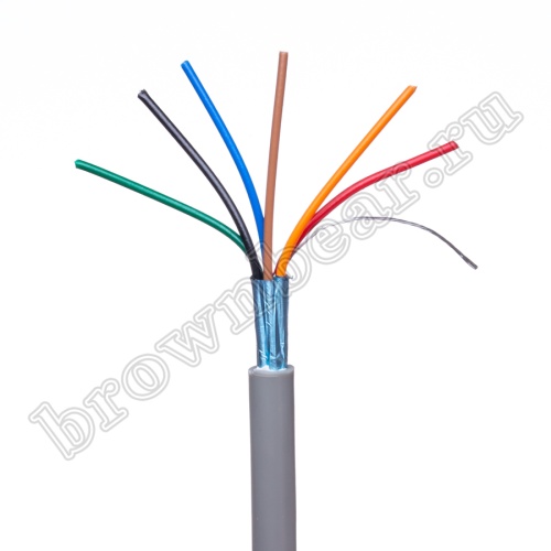 Кабель сигнальный коммуникационный 6 проводов, 26AWG, бухта 50м, экранированный, серый SIN YU