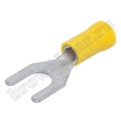 Клемма вилочная обжимная тип "U" 6.4 мм на провод 4.0 - 6.0 мм², изолированная, кратно 100шт. TYI-5.5-6