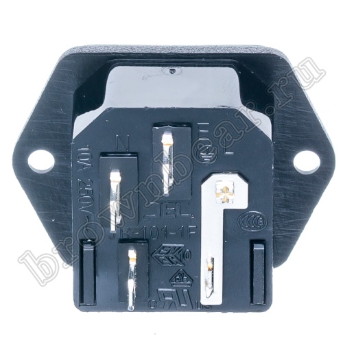 Разъем питания IEC C14, вилка на блок,  с держателем предохранителя 5х20мм, крепление винты, 10A фото 5