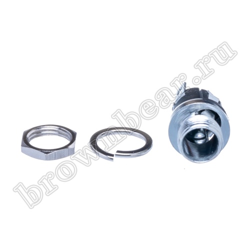 Разъем питания штырьковый DC гнездо 2.5 х 5.5 мм, на приборный блок, под гайку DJK-04B фото 4