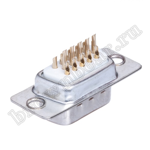 Разъем D-SUB  15 контактов высокой плотности, вилка на кабель, пайка, тип 2 DHS-15M фото 5