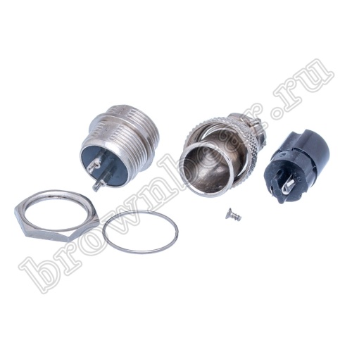 Разъем GX16 (M16) 2 контакта, розетка на кабель + вилка на блок, комплект AC-M16-2 фото 5