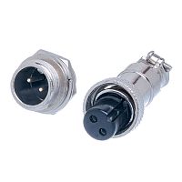Разъем M12 2 контакта розетка на кабель, вилка на блок, тип GX12, комплект AC-M12-2