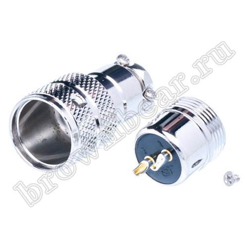 Разъем GX16 (M16) 2 контакта вилка на кабель, наружная резьба AC-M16-2MA фото 6