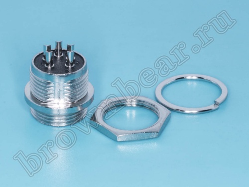 Разъем GX16 (M16) вилка на блок 5 контактов, под гайку AC-M16-5M фото 4