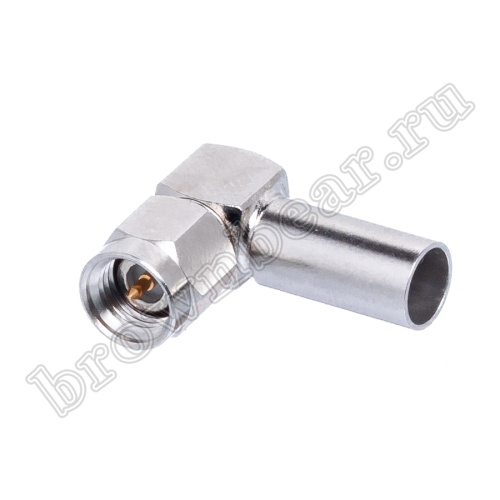 Разъем SMA штекер на кабель RG-58, обжимной, угловой, Amphenol SMA 1112A6-NT50G-1-50