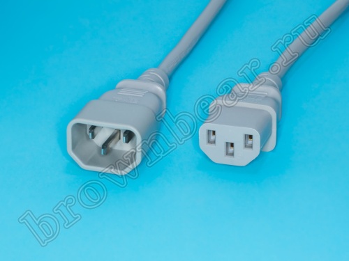 Кабель (шнур) питания 220В IEC320, C13 - C14, ИБП-системный блок, серый, 10А (3x0.75мм²), 1.8 метра фото 3