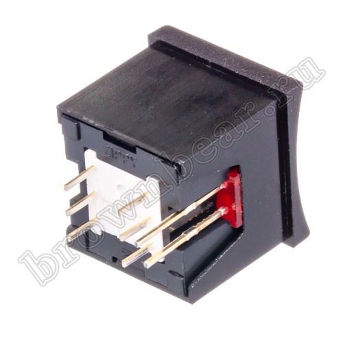 Кнопка мини с фиксацией, красная в черном корпусе с красным индикатором PSM2-1-R-B-R   фото 4