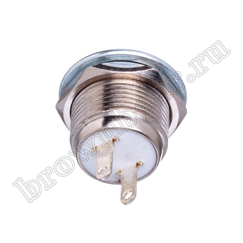 Кнопка без фиксации в металлическом корпусе, круглая на блок, НР, 220В, черная PSW-3-B фото 4