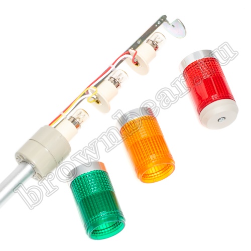 Cветосигнальная колонна (маячок) 3-х секционная на штанге, 220В, d 40 мм, красный, желтый, зеленый фото 2