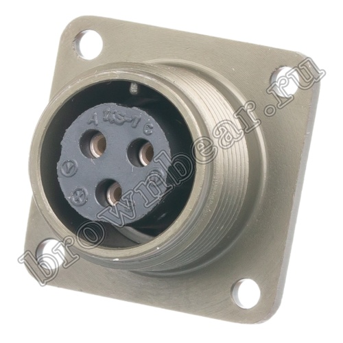 Разъём Amphenol серии MS, 3 контакта, розетка на блок, тип 14S, резьбовой MS3102E-14S-7S