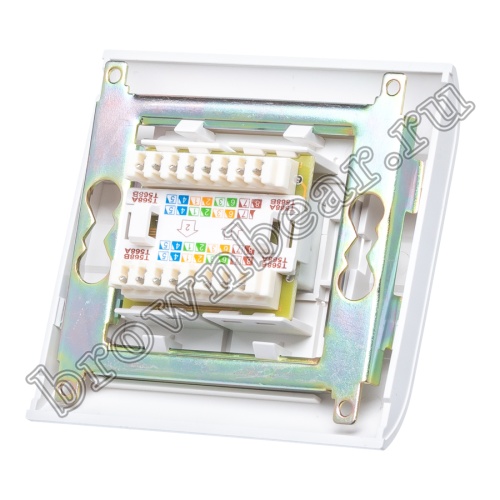 Розетка компьютерная встраиваемая двойная RJ-45, 8P8C,, категория 5е, универсальная, PCnet  фото 4