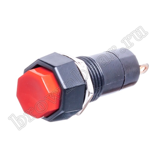 Кнопка без фиксации, восьмиугольная на блок, НР, 220В, красная PSW-6A-R