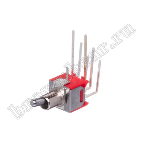 Тумблер мини двухполюсный, 6 контактов (on-on), на плату угловой, DPDT, B070EW PST-62AR2