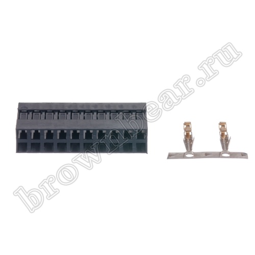 Разъем 2х10 гнездо на кабель, шаг 2.54мм, с контактами фото 3