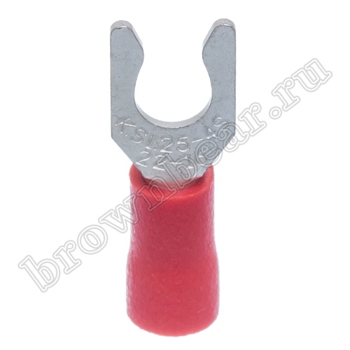 Клемма вилочная обжимная тип "U" 4.3 мм на провод 0.5 - 1.5 мм² с защелкой, изолированная, кратно 100шт. TYLI-1.25-4 фото 5